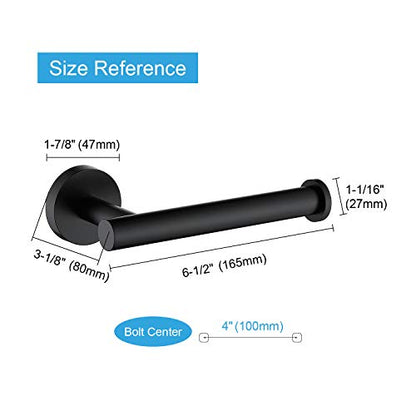 TASTOS Matte Black Toilet Paper Holder SUS304 Stainless Steel, Modern Round Tissue Roll Holders Wall Mount, Toilet Paper Roll Dispenser Bathroom 5 inch TP Holder for Kitchen Washroom