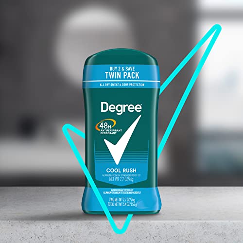 Degree Men Original Antiperspirant Deodorant for Men, Pack of 2, 48-Hour Sweat and Odor Protection, Cool Rush 2.7 oz