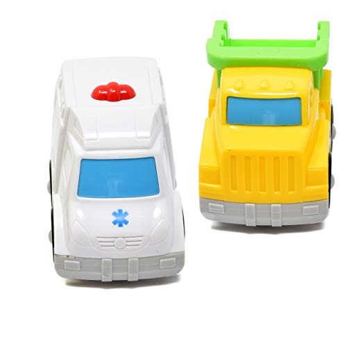 Number 1 in Gadgets Mini Toy Vehicles for Toddlers, 6 Pack Dump Truck Car Fire Truck Construction Police Ambulance Plastic Cars Play Kit Set