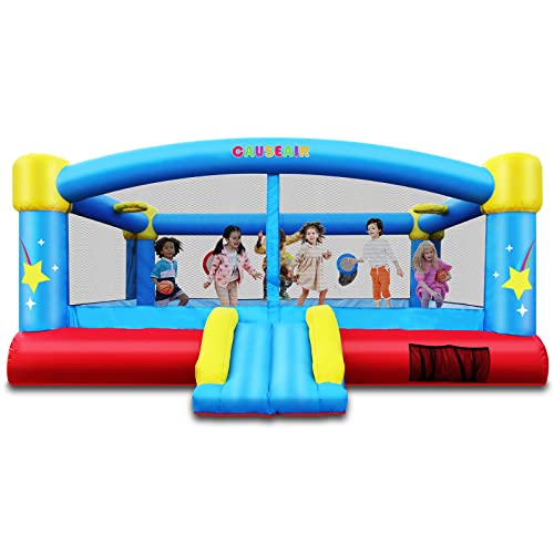 Causeair Big Inflatable Bounce House with GFCI Blower,15ft x 14.8ft,Double Basketball Hoop,Throw Ball Game,Reinforced PVC Bounce Floor,Jumping Bouncy Castle Holds 6 Kids