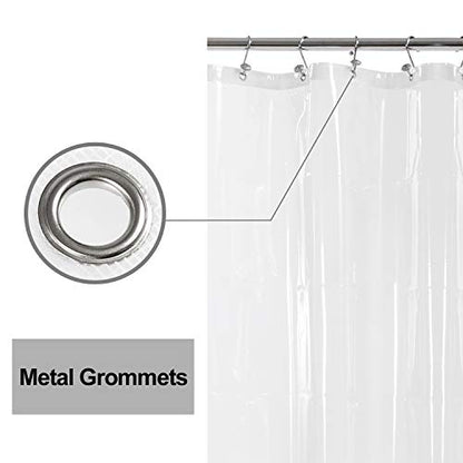 Barossa Design Clear Shower Curtain Liner 82 Width by 74 Height with Free Hooks - 6 Bottom Magnets, Waterproof PEVA, PVC Free, Metal Grommets Curtain PEVA 6G