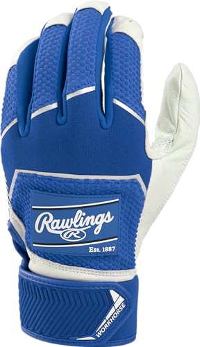 Rawlings | Workhorse Baseball Batting Gloves | Youth Medium | Royal