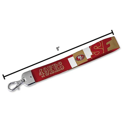 Rico Industries NFL Football San Francisco 49ers Wrist Lanyard Key Chain, Cute Wristlet Strap Keychain Holder for Women Men Car Keys ID Badges Card Wallet Phone Camera