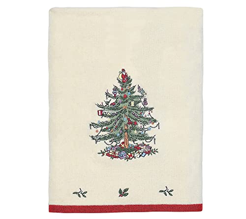 Spode - Bath Towel, Soft & Absorbent Cotton Towel Christmas Tree Collection