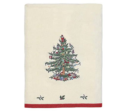 Spode - Bath Towel, Soft & Absorbent Cotton Towel Christmas Tree Collection