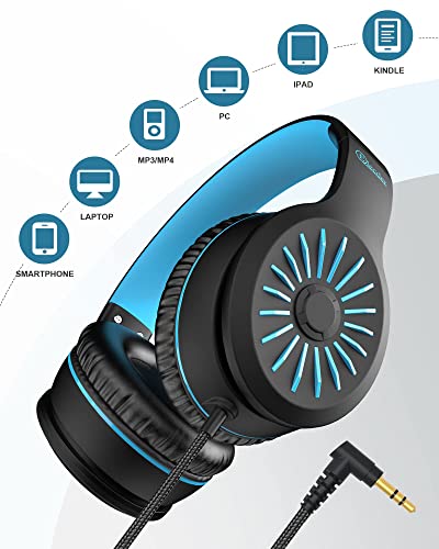 ELECDER i45 On-Ear Headphones with Microphone - Foldable Stereo Bass Headphones with No-Tangle 1.5M Cord, 3.5MM Jack, Portable Wired Headphones for School/Kids/Teens/Smartphones/Travel/Tablet - Black
