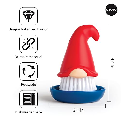 New!! Beardy Dish Brush by OTOTO - Kitchen Scrubbers for Dishes, Kitchen Scrub Brush for Cleaning Dishes, Dish Scrubber Brush - Gnome Gifts, Cute Kitchen Accessories, Funny Kitchen Gadgets