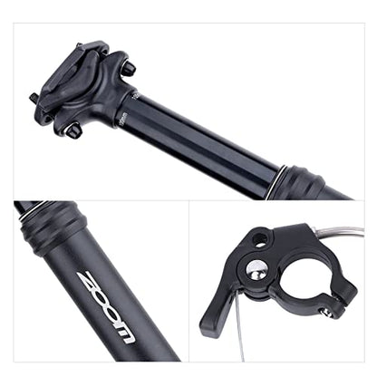 MEROCA Dropper Seatpost Mountain Bike Seatpost Bicycle Wire Control (Black 30.9*375mm External Wiring)