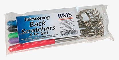 RMS 5 Pack Telescoping Back Scratcher - Extendable Telescope Back Scratchers - Bear Claw Metal Telescopic Backscratcher Eliminating Back Itching in Black, Blue, Green, Purple, Red Color