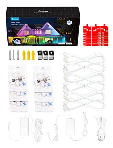 Govee Permanent Outdoor Lights, Smart RGBIC Outdoor Lights with 75 Scene Modes, 100ft with 72 LED Eaves Lights IP67 Waterproof for Halloween, Christmas, New Year, Work with Alexa, Google Assistant