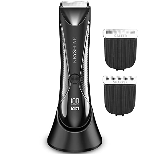 2 in 1 Groin Hair Trimmer & Body Groomer for Men, Ball Shaver with 2 Different Replaceable Ceramic Blades Specifically Designed to Balance Safety and Sharpness, Keep Your Groin & Body Trim Neat Clean