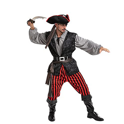 Spooktacular Creations Adult Men Pirate Costume for Halloween, Costume Party, Trick or Treating, Cosplay Party (Large)