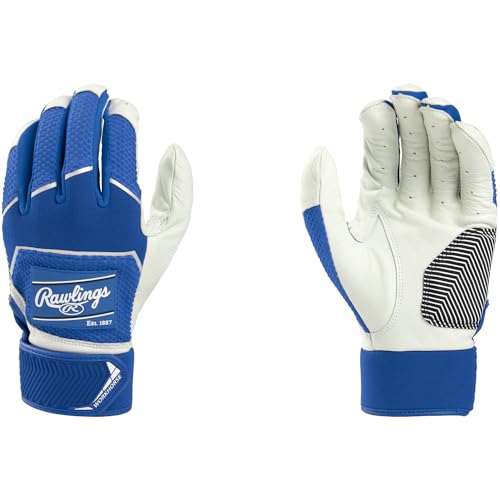 Rawlings | Workhorse Baseball Batting Gloves | Youth Medium | Royal