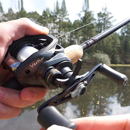 Tempo VertixLP Baitcaster Reels, Ultralight Low Profile Baitcasting Reel, Super Smooth 9+1 BB, Magnet Braking System, 20LB Carbon Fiber Drag 6.6:1 Gear Ratio, Freshwater Fishing Reel for Catfish Bass