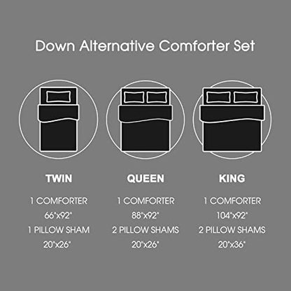 Basic Beyond King Size Comforter Set - Green Comforter Set King, Reversible King Bed Comforter Set for All Seasons, Black/Mint Leaf, 1 Comforter (104"x92") and 2 Pillow Shams (20"x36"+2")