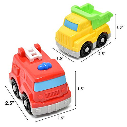 Number 1 in Gadgets Mini Toy Vehicles for Toddlers, 6 Pack Dump Truck Car Fire Truck Construction Police Ambulance Plastic Cars Play Kit Set