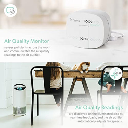 TruSens Air Purifier with UV-C Light + HEPA Filtration | Medium | SensorPod™ Air Quality Monitor | Auto, Sleep, & Turbo Mode | Touch Control | Portable Handle