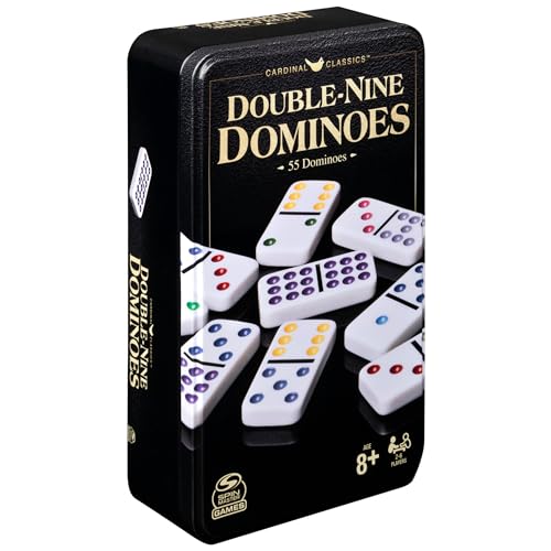 Cardinal Classics Double Nine Dominoes Set in Storage Tin Dominoes for Kids Family Games Adult Games Dominoes Set for Adults and Kids Ages 8+