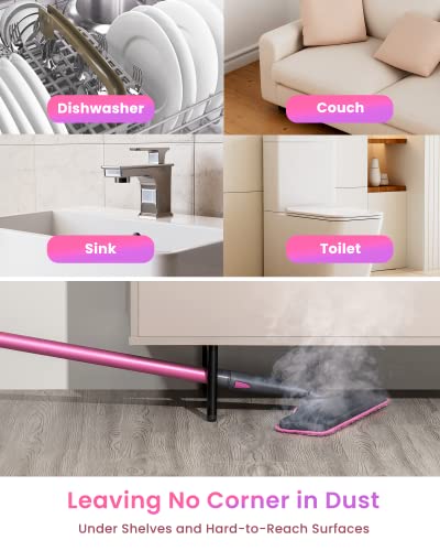 Schenley Steam Mop Cleaner with Detachable Handheld Steamer for Cleaning Hardwood/Laminate Floor, Tiles and Grout, with 7-in-1 Multi-purpose Accessories and Washable Microfiber Pads