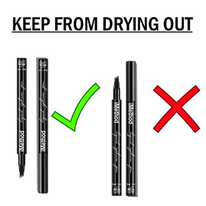 iMethod Eyebrow Pen - iMethod Eye Brown Makeup, Eyebrow Pencil with a Micro-Fork Tip Applicator Creates Natural Looking Brows Effortlessly and Stays on All Day, Dark Brown