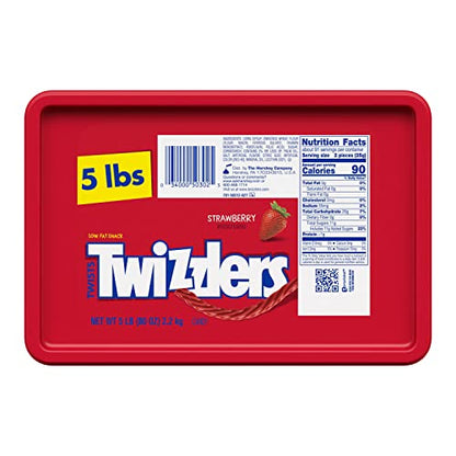 TWIZZLERS Twists Strawberry Flavored Licorice Style, Low Fat Candy Tub, 5 lb