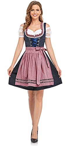 HiZiTi Oktoberfest Costumes Women Dirndl Dresses 3 Pcs German Oktoberfest Dresses Bavarian Costume Beer Carnival Outfits M