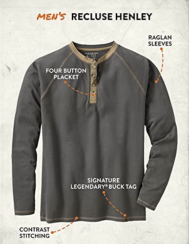 Legendary Whitetails Men's Big & Tall Recluse Henley, Charcoal, XX-Large