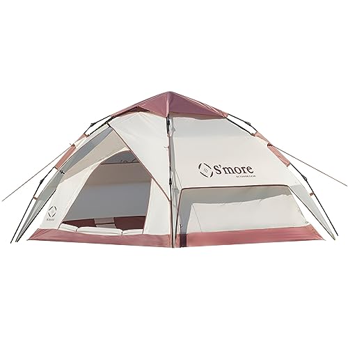 S'more Tirami Instant Setup Camping Tent, Dome Tent Included Rainfly Blocks Wind & Rain, Lightweight and Easy Set Up Outdoor Tent, 1/2 Person Quick Pop Up Tent Great for Hiking, Backing, Marshmallow