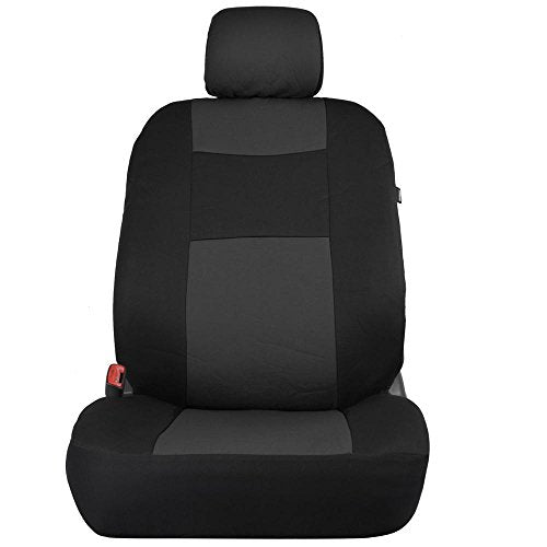 BDK PolyPro Car Seat Covers Full Set in Charcoal on Black – Front and Rear Split Bench Seat Covers for Cars, Easy to Install Car Seat Cover Set, Car Accessories for Auto Trucks Van SUV