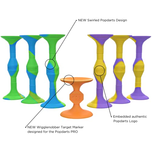 Popdarts PRO Pack Game Set (Wigglenobber Target Marker) - Indoor, Outdoor Suction Cup Throwing Game - Competition with a POP