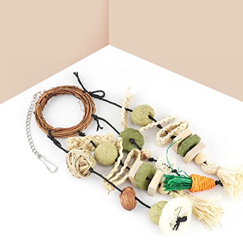 Bissap Bunny Chew Toy, Rabbits Cage Hanging Chew Toys and Treats Rattan Ring with Snacks for Guinea Pigs Chinchillas Hamsters Rats and Other Small Pets Teeth Grinding