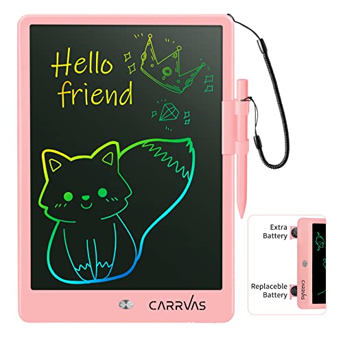 CARRVAS LCD Writing Tablet Doodle Board 10inch Colorful Drawing Tablet Writing Pad Reusable Drawing pad Toy Gifts for 3 4 5 6 7 8 Years Old Toddler Boys Girls