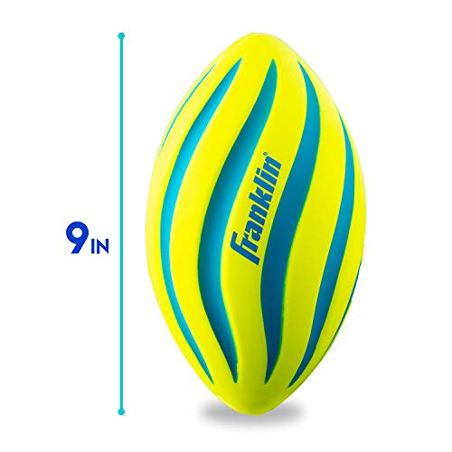 Franklin Sports Foam Football - Perfect for Practice and Backyard Play – Best for First-Time Play and Small Kids – Spiral Football - 9 inches, Yellow/Blue