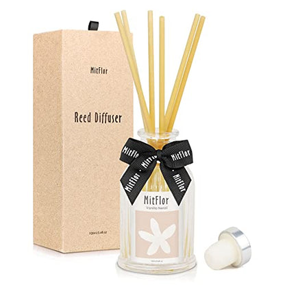 Reed Diffuser, MitFlor Vanilla Neroli Fragrance Diffuser Set, Room Air Freshener with Natural Rattan Sticks, Elegant Office, Home & Bathroom Décor, 3.4 fl oz