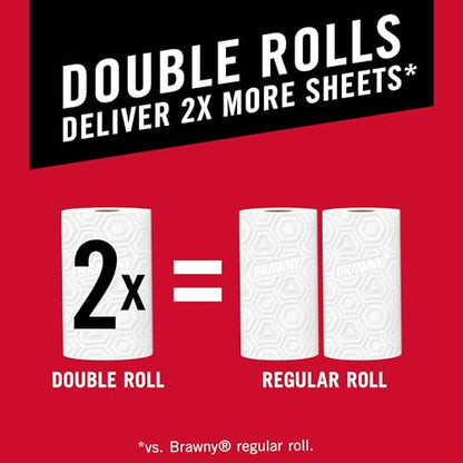 Brawny® Tear-A-Square® Paper Towels, 6 Double Rolls = 12 Regular Rolls