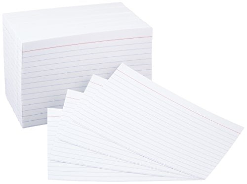 Amazon Basics Ruled Lined Index Note Cards, 500 Count, 5 Pack of 100, White, 4 in x 6 in