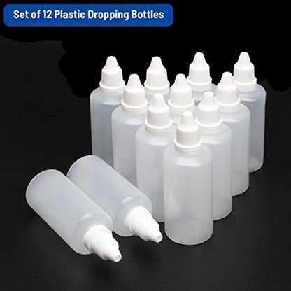 TOOL GADGET Plastic Dropping Bottles Vial of Liquid Eye Liquid Dropper, 60ml, 12 pack