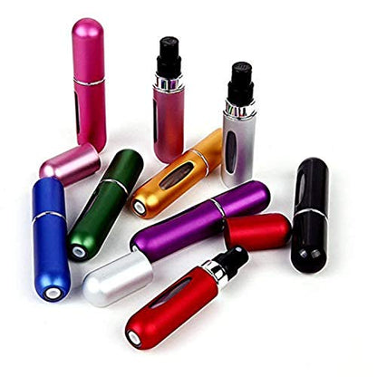 Refillable Perfume Atomizer Bottle, Pocket Cologne Sprayer, Travel Mini Perfume Atomizer Container Multicolor Perfume Spray, Scent Pump Case for Traveling 3 Pcs Pack of 5ml, Blue-Silver-Rose Pink