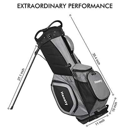 Henoty Golf Stand Bag 14 Way Top Dividers Ergonomic, Lightweight Golf Stand Bag with Stand 8 Pockets, Cooler Pouch, Dust Cover, Backpack Strap and Top Dividers