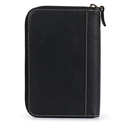 Londo Genuine Leather Padfolio with Pencil Holder Notepad and Zipper Closure (Black)