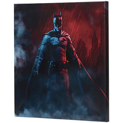 The Batman Rain Scene Gallery Wrapped Canvas Wall Decor - The Batman Movie Wall Art for Man Cave, Teen Room or Movie Room