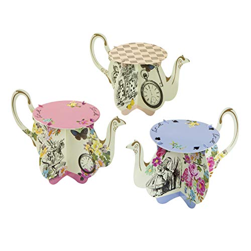 Talking Tables Truly Alice Teapot Cupcake Stands for a Tea Party, Multicolor (6 Pack)