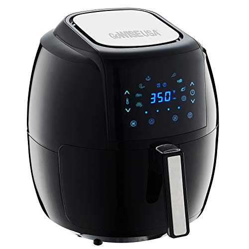 GoWISE USA 1700-Watt 5.8-QT 8-in-1 Digital Air Fryer with Recipe Book, Black