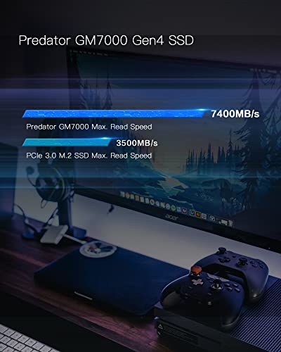 acer Predator GM7000 4TB NVMe Gen4 Gaming SSD, M.2 2280, Compatible with PS5, PCIe 4.0 Internal PC Solid State Hard Drive Up to 7400MB/s - BL.9BWWR.107