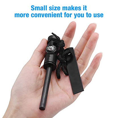 SLTG2020 Fire Starter with Compass, Paracord and Whistle – Waterproof Flint Fire Steel Survival Lighter for Your Camping, Hiking and Backpacking Gear All-Weather Magnesium Ferro Rod