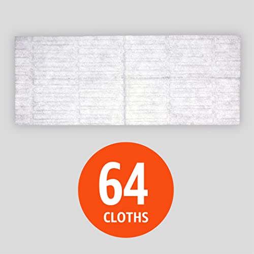 Amazon Basics Dry Floor Cleaning Cloths to Trap Dust, Dirt, Pet Hair, 64 Count (Previously Solimo), White, 10.4" x 8"