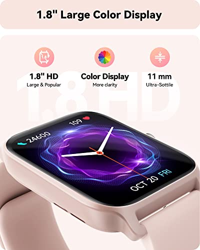 Smart Watch for Women,1.8"Fitness Watch(Answer/Make Call),Alexa Built-in, [24H Heart Rate Sleep Blood Oxygen Monitor],5ATM Waterproof,100 Sports Modes Step Calorie Women Watches for iOS&Android Phones