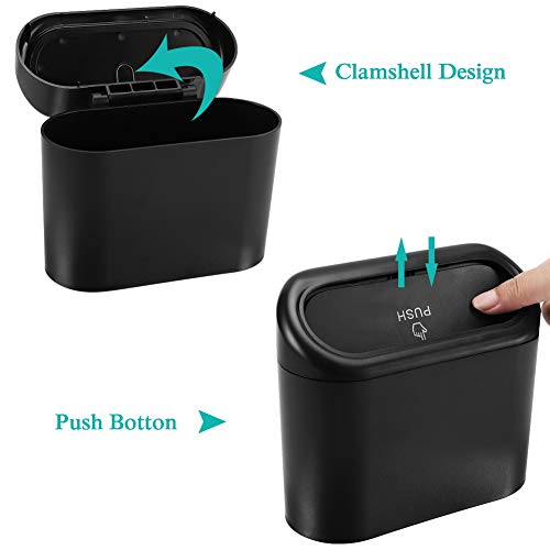 Accmor Car Trash Can with Lid, Mini Auto Dustbin Garbage Organizer with One Roll Plastic Trash Bag, Automotive Garbage Container Bin for Vehicle, Home, Office