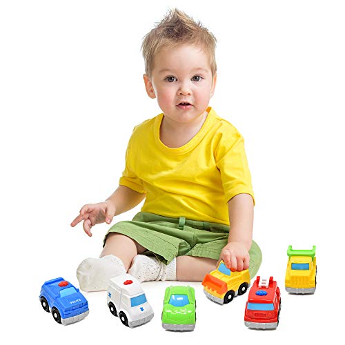 Number 1 in Gadgets Mini Toy Vehicles for Toddlers, 6 Pack Dump Truck Car Fire Truck Construction Police Ambulance Plastic Cars Play Kit Set