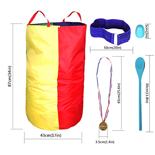 CWLAKON Outdoor Games, Potato Sack Race Bags for Kids Adults, Egg Spoon Relay Race, 3 Legged Race Bands, Birthday Party, Field Day Family Reunion Carnival Outside Yard Lawn Easter Games